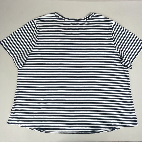 Terra & Sky T-Shirt Short Sleeve V-Neck Women's 4X (28W-30W) Blue White Stripe - Picture 12 of 13